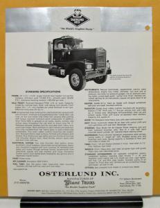 1981 1982 Diamond REO Truck Model C11620B & F Glider Kits Specification Sheet
