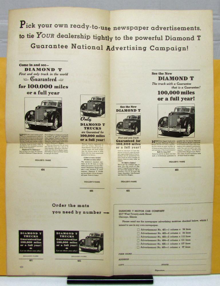 1938 Diamond T Ready To Use Ad Slick