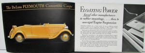 1933 Plymouth Dealer Color Sales Brochure De Luxe Long Wheelbase Sedan Coupe