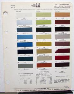 1971 Oldsmobile Paint Chips Original Leaflet PPG