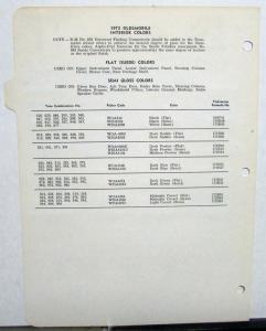 1972 Oldsmobile Paint Chips Rinshed Mason Inmont Original Sheet