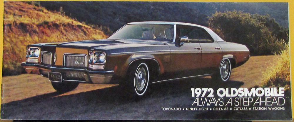 1972 Oldsmobile Toronado 98 Delta 88 Cutlass Wagons Color Sales Brochure Orig
