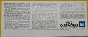 1972 Oldsmobile Toronado 98 Delta 88 Cutlass Wagons Color Sales Brochure Orig