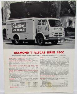 1957 Diamond T Truck Model 430C Tilt Cab Specification Sheet