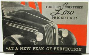 1936 Plymouth Dealer Sales Brochure Folder De Luxe Models New Peak Of Perfection