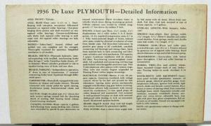 1936 Plymouth Dealer Sales Brochure Folder De Luxe Models New Peak Of Perfection