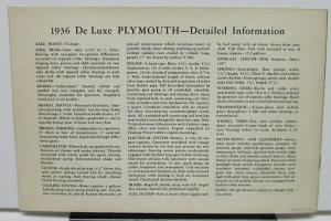 1936 Plymouth Dealer Sales Brochure DeLuxe Models Perfection In A Low Priced Car