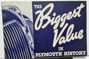 1937 Plymouth Dealer Sales Brochure De Luxe Models Bluetone Biggest Value