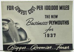1937 Plymouth Dealer Sales Brochure Folder Business Class Cars Original