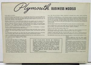 1937 Plymouth Dealer Sales Brochure Folder Business Class Cars Original