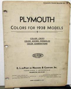 1938 Plymouth Color Paint Chips Leaflet DuPont Original