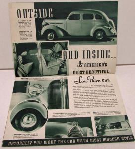 1938 Plymouth Dealer Sales Brochure Deluxe Models Greentone Original