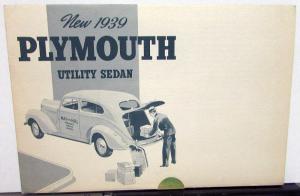 1939 Plymouth Dealer Sales Brochure Mailer Utility Sedan Greentone Original