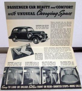 1939 Plymouth Dealer Sales Brochure Mailer Utility Sedan Greentone Original