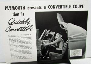 1939 Plymouth Dealer Sales Brochure Leaflet Convertible Coupe Original Rare