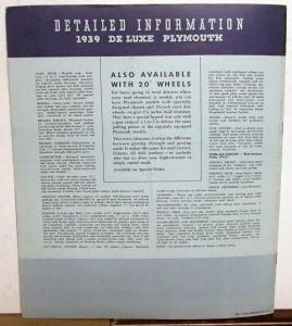 1939 Plymouth Dealer Sales Brochure De Luxe Models Bluetone Features