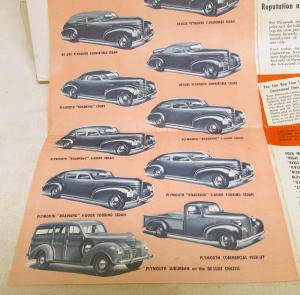 1939 Plymouth Dealer Sales Brochure Folder Roadking & De Luxe Models Features