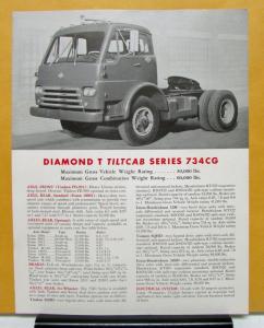 1960 Diamond T Truck Model 734CG Tilt Cab Specification Sheet