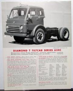 1960 Diamond T Truck Model 634C Tilt Cab Specification Sheet