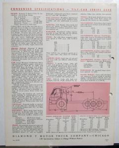 1960 Diamond T Truck Model 634C Tilt Cab Specification Sheet