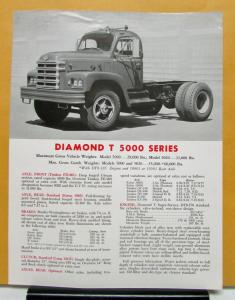1960 Diamond T Truck 5000 Series Specification Sheet