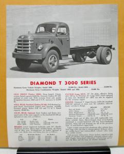 1961 Diamond T Truck 3000 Series Specification Sheet