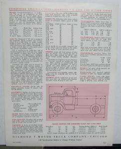 1961 Diamond T Truck D6000 D7000 Series Specification Sheet V8 Original