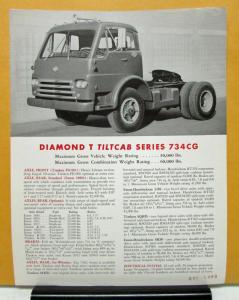 1962 Diamond T Truck 734CG Series Specification Sheet