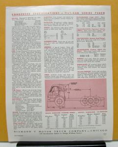 1962 Diamond T Truck 734CG Series Specification Sheet