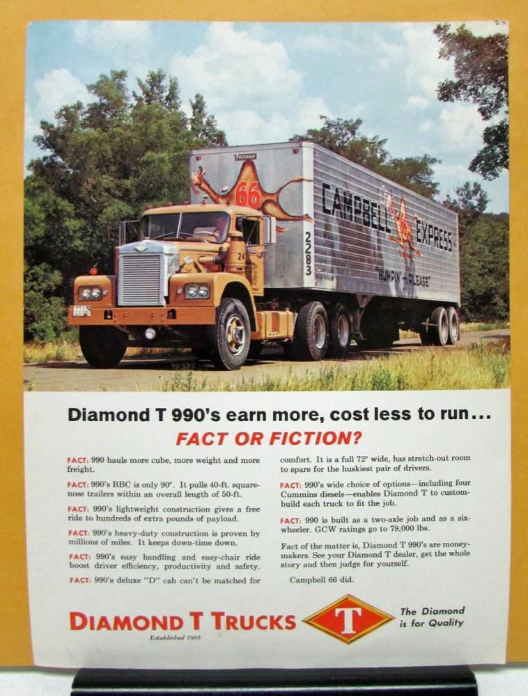 1962 Diamond T Truck 990 Series Fact or Fiction Sales Brochure