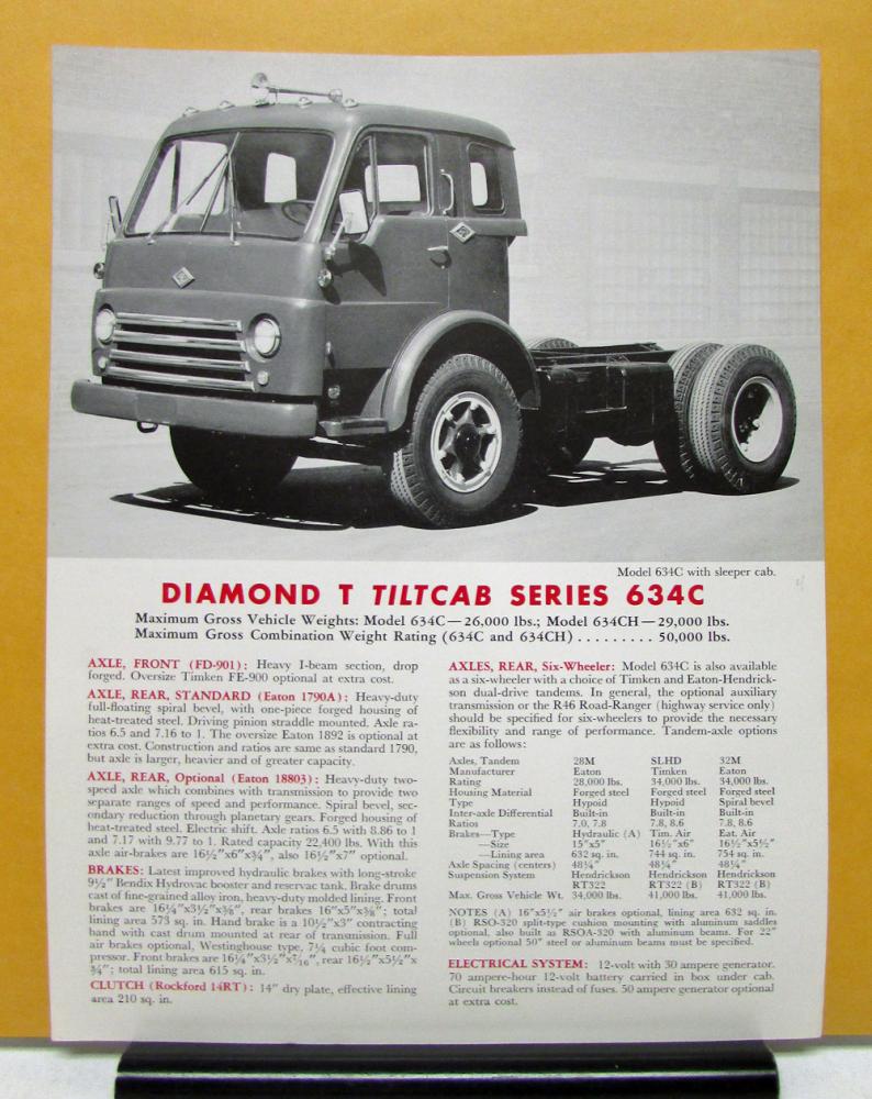 1964 Diamond T Truck 634C Series Tiltcab Specification Sheet