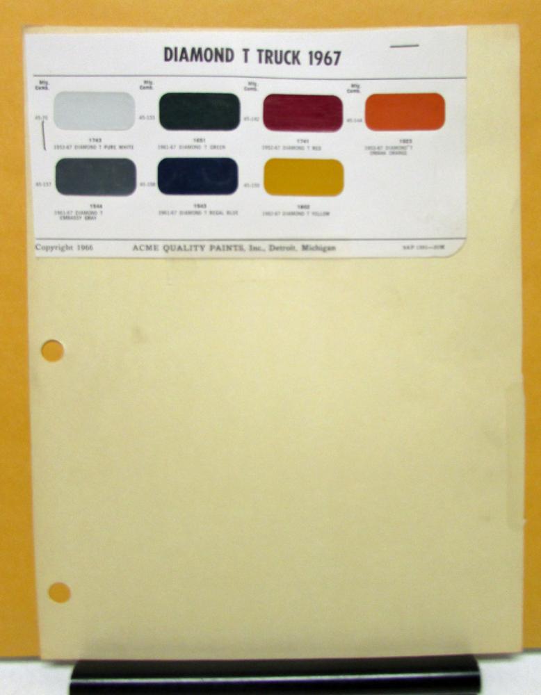 1967 Diamond T Truck Paint Chips By Acme