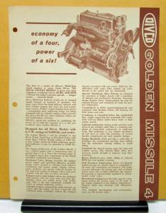 1960 1961 DIVCO Truck Golden Missile 4 Engine Sales Brochure & Specifications