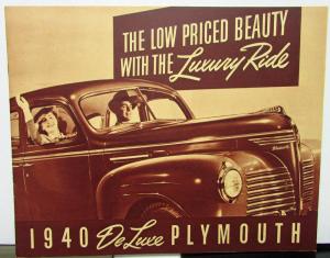 1940 Plymouth Dealer Sales Brochure De Luxe Models Coupe Sedan Original