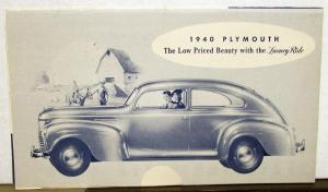 1940 Plymouth Dealer Sales Brochure Mailer Quality Comparison De Luxe Roadking