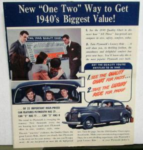 1940 Plymouth Dealer Sales Brochure Mailer Quality Comparison De Luxe Roadking