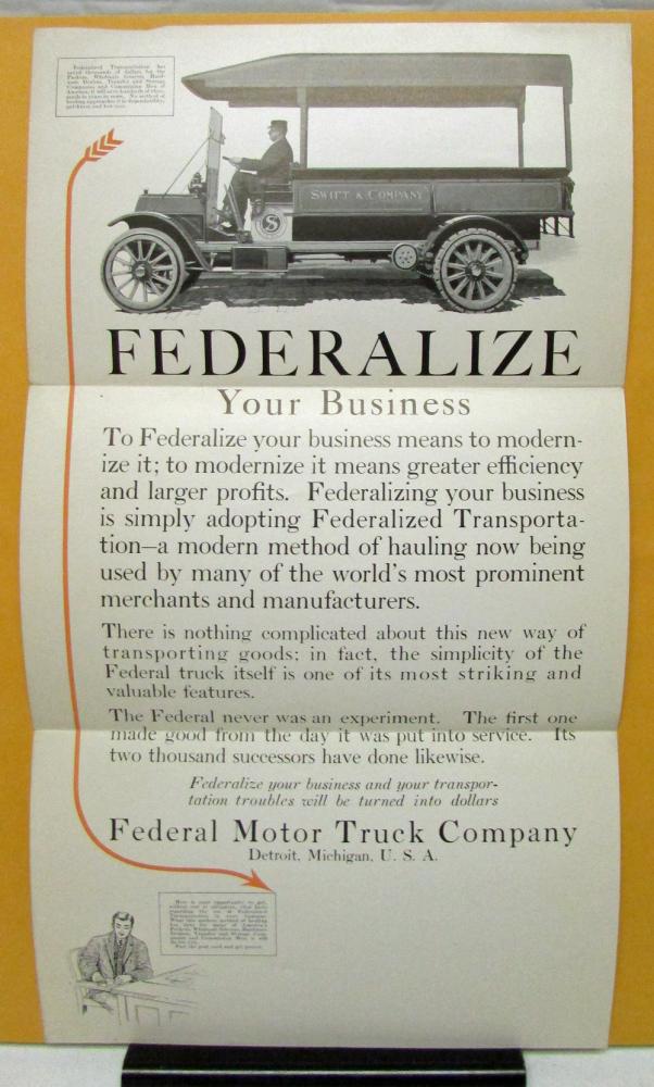 1911 1912 1913 1914 1915 Federal Truck Federalize Your Business Mailer