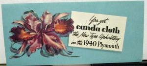 1940 Plymouth Dealer Sales Brochure Folder Canda Cloth Upholstery Interior