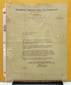 1926 Federal Truck Letter to Charles Schulanberg With Envelope