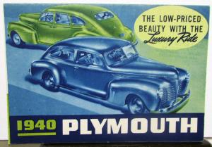 1940 Plymouth Dealer Sales Brochure Folder De Luxe Roadking Features