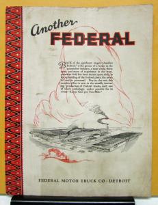 1926 Federal Truck Facts About The Factory Sales Brochure