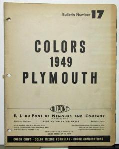 1949 Plymouth Color Paint Chips Leaflets Du Pont Original