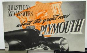 1949 Plymouth Dealer Sales Brochure Questions And Answers Features