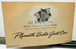 1949 Plymouth Dealer Sales Brochure Questions And Answers Features