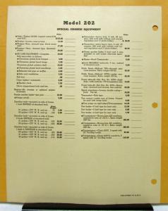 1939 Federal Truck Model 202 Price Sheet