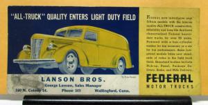 1939 1940 Federated Truck Quality Enters Light Duty Field Ink Blotter