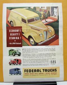 1940 Federal Truck Model 3/4 Ton Panel Everything You Want Mailer