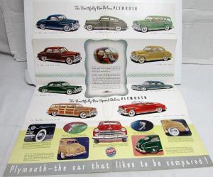 1950 Plymouth Dealer Color Brochure Folder Deluxe & Special DeLuxe Large Poster