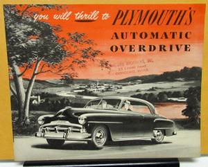 1952 Plymouth Dealer Sales Brochure Automatic Overdrive Transmission Original