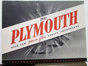 1952 Plymouth Dealer Sales Brochure Folder Power Flow Engine Original